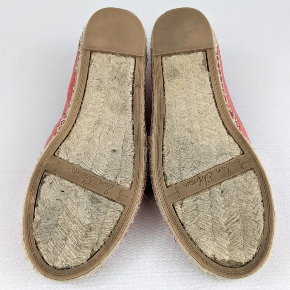 Sam Edelman Lynn Leather Espadrille Jute Toe Cap Slip On Beachy Coastal Orange 8